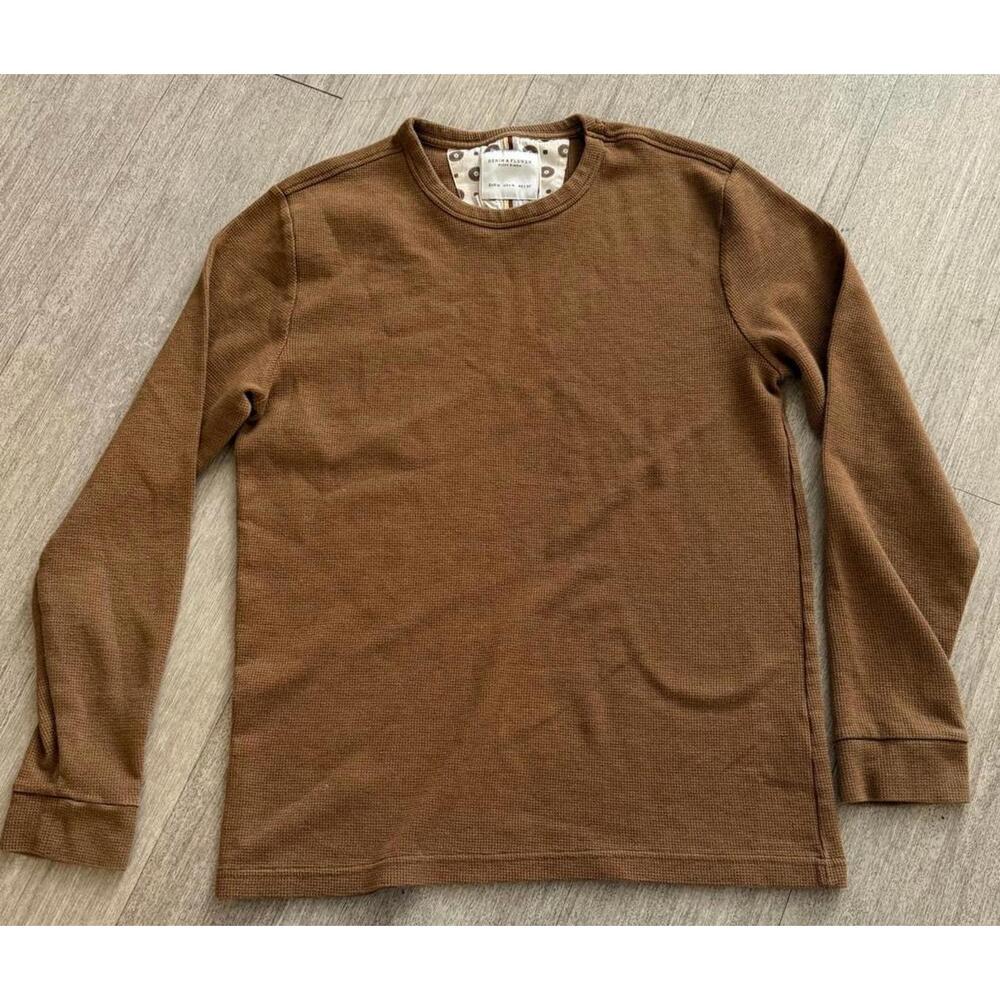 Waffle Knit Thermal Long Sleeve Se Medium Camel Denim & Flower Ricky Singh